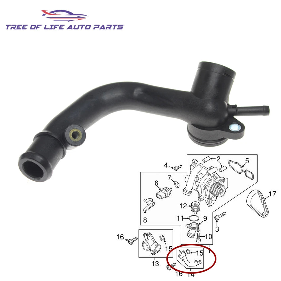Flange potrubí výstupu chladicí kapaliny motoru VW Passat B6 pro 2.0 TFSI PA66