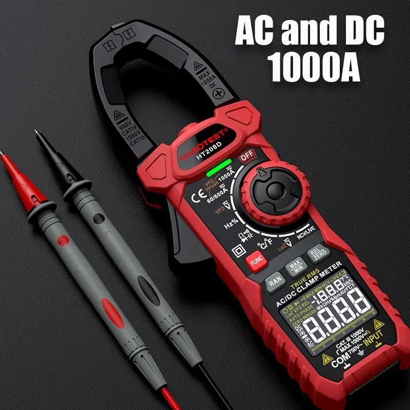 1000A True RMS Clamp Meter AC/DC with Temperature, NCV, 6000 Counts HT208A/D