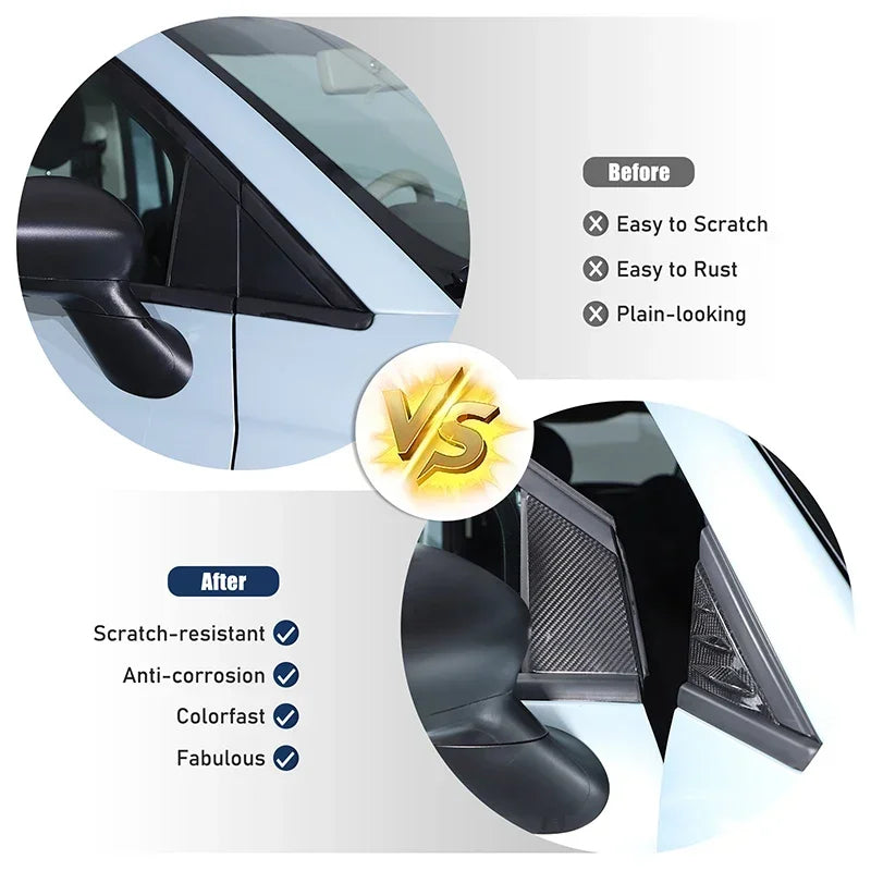 Copertura Modanatura Montante A in Fibra di Carbonio Reale per Fiat 500 dal 2016 in poi