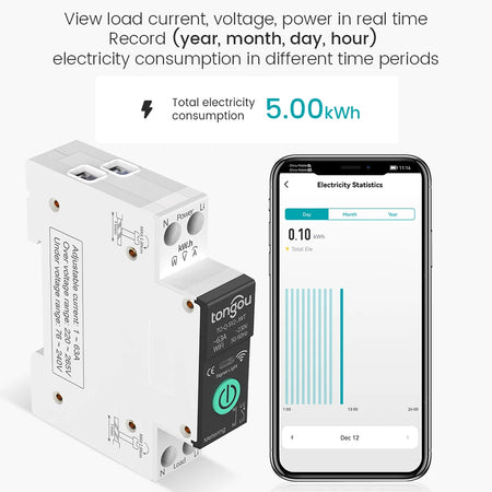 TONGOU WiFi Smart Circuit Breaker with Over/Under Voltage Protection and Remote Control