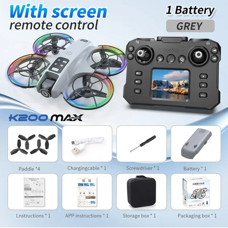 K200 MAX - Foldable Mini Drone With Full Protection 2.4in Screen Gray