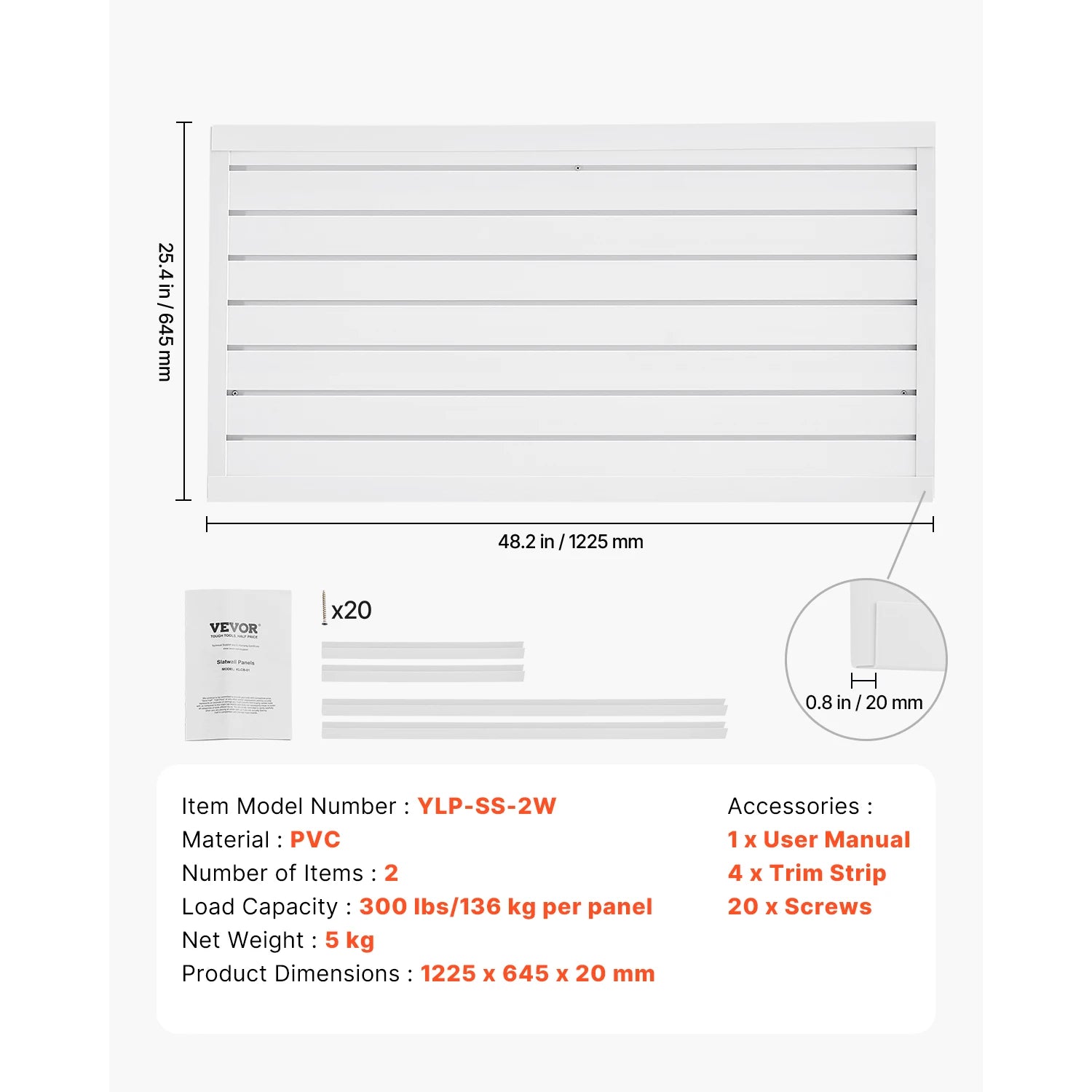 VEVOR Slat Wall Panels &ndash; Easy Install For Garage Storage White / 4 x 4ft  16sq.ft / france