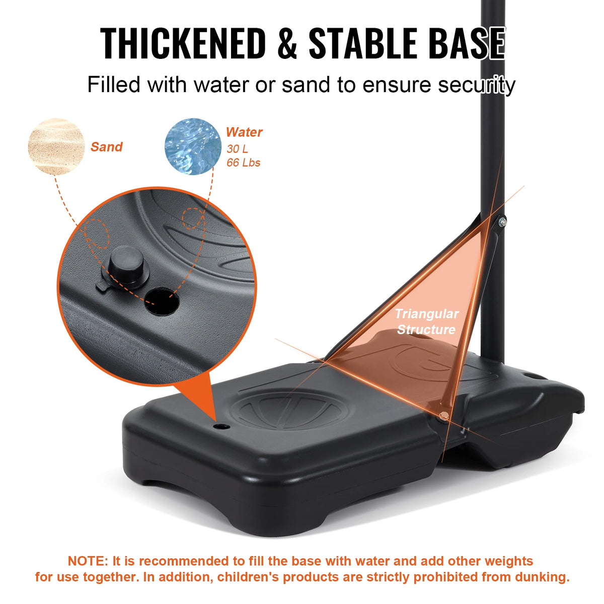 VEVOR Basketball Hoop 4-10 Ft Adjustable Backboard &ndash; Stable