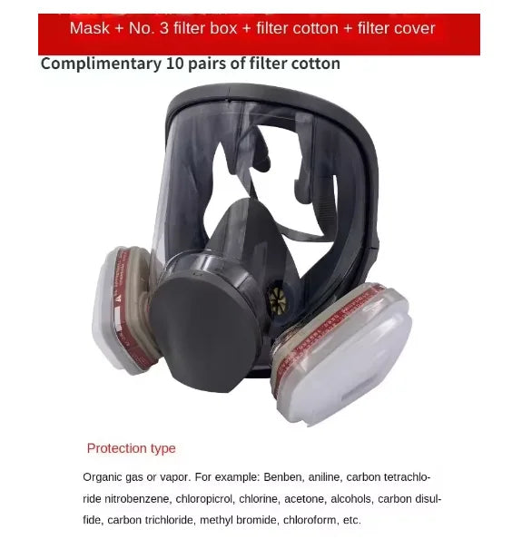 6800 Full Face Gas Mask Respirator &ndash; Superior Protection for Industrial Safety 15in 1 6001 Set