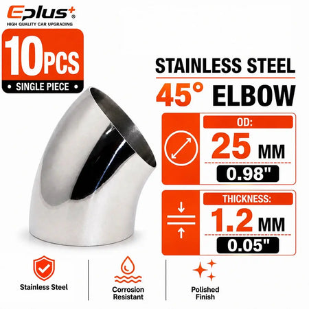 10PCS Universal Stainless Steel 45 Degree Elbow Pipe Polished Weld‑On Pipe Fitting Bend Tube for Car Exhaust Muffler Replacement by InterCyprus Trading Ltd
