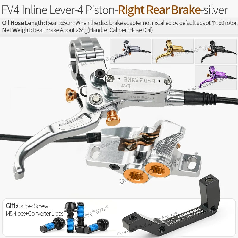 Frog Wake FV-4 MTB Hydraulic Disc Brake Kit &ndash; Four-Piston IN-RR-SR / CHINA