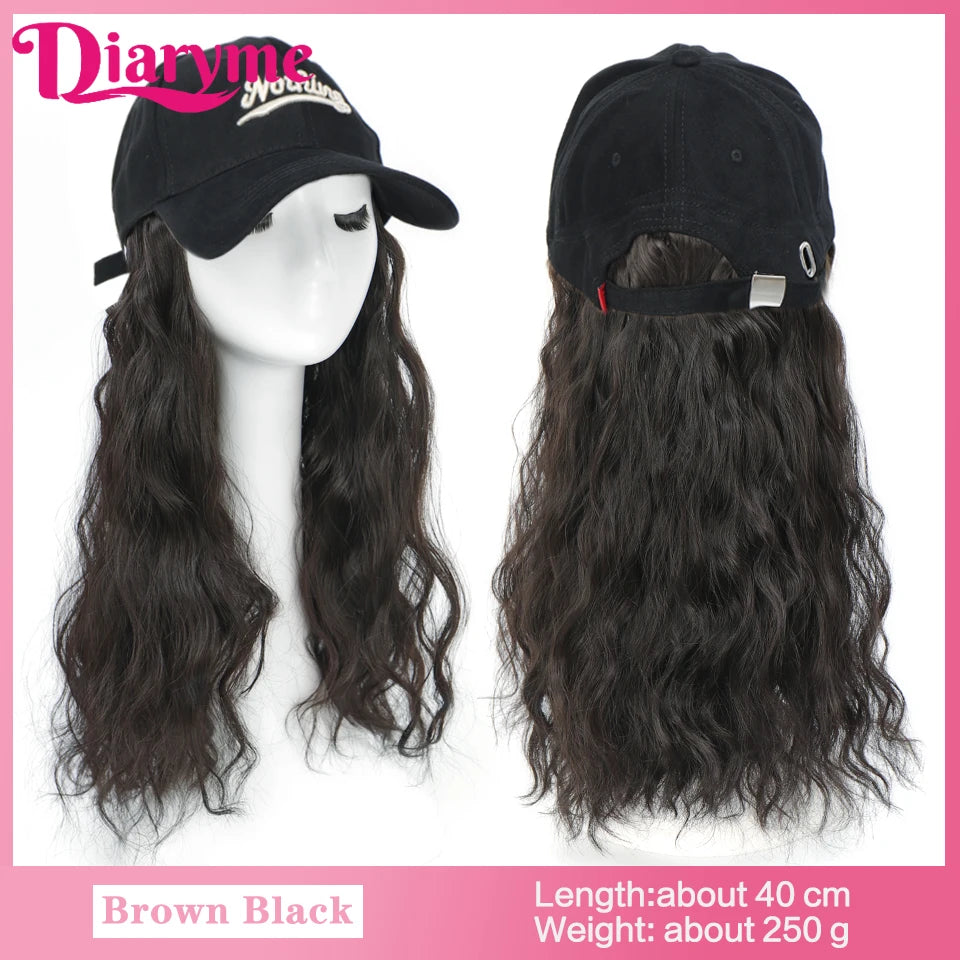 DIARYME Short Water Wavy Cap Wig with Brown and Blonde Highlights GRAY