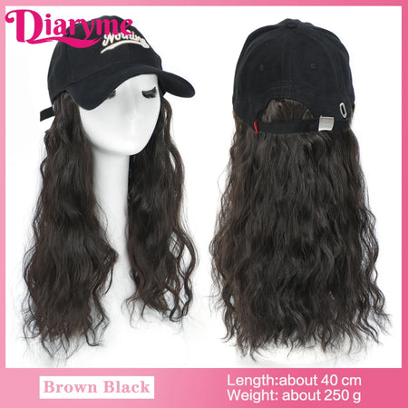DIARYME Short Water Wavy Cap Wig with Brown and Blonde Highlights GRAY