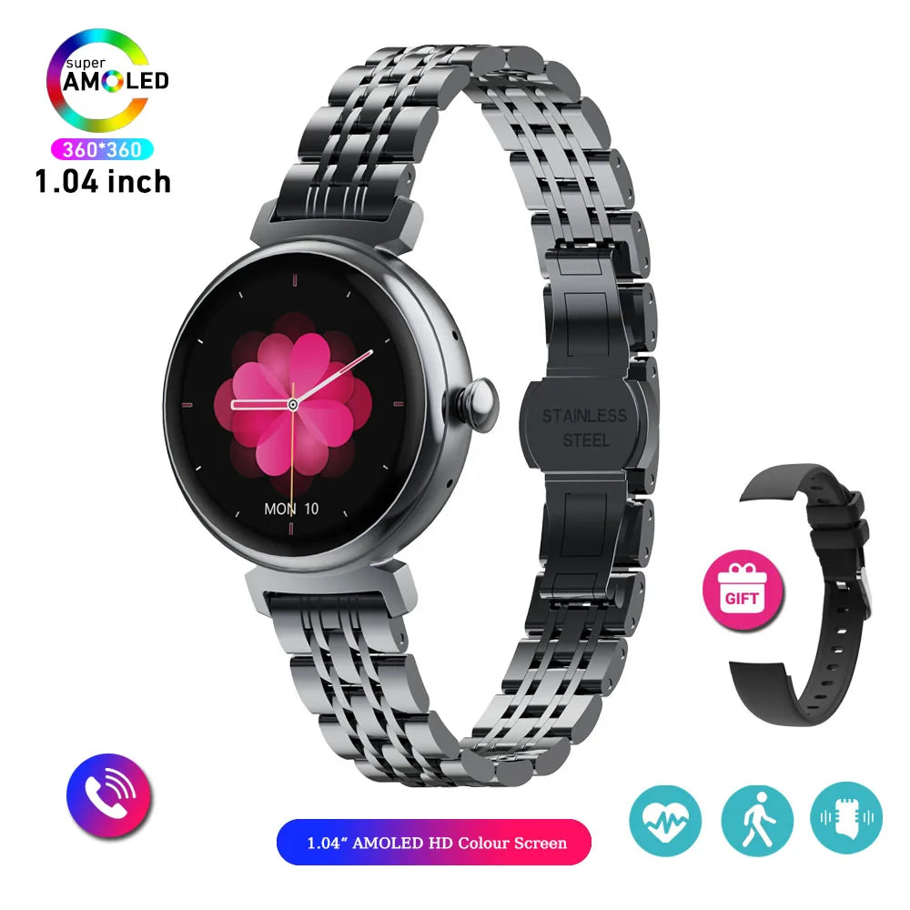 1.04 Inch AMOLED Screen Fashion Ladies Smart Watch &ndash; Always On Display black steel