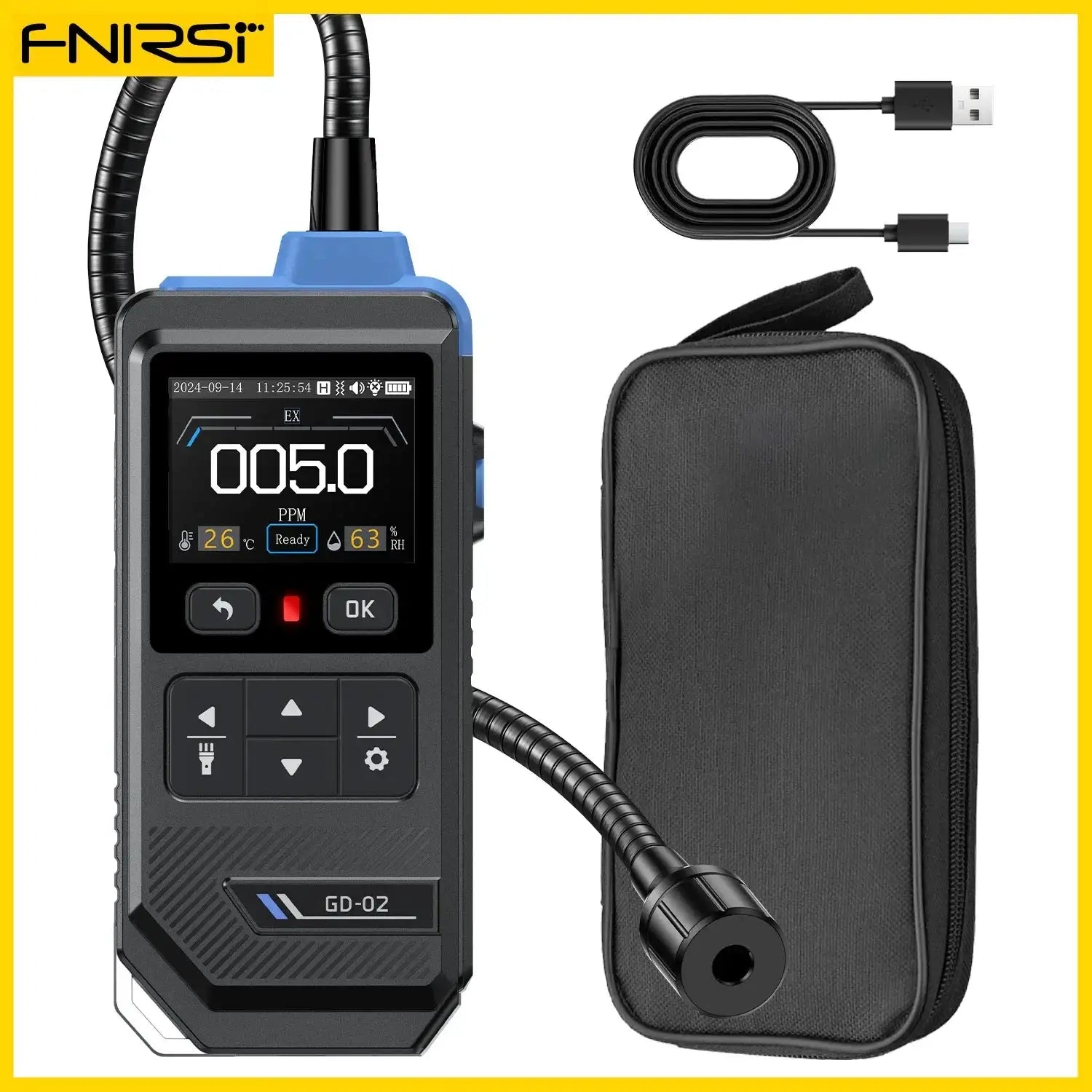 FNIRSI GD02 Gas Leak Detector 50000ppm Alarm Methane Propane GD-02