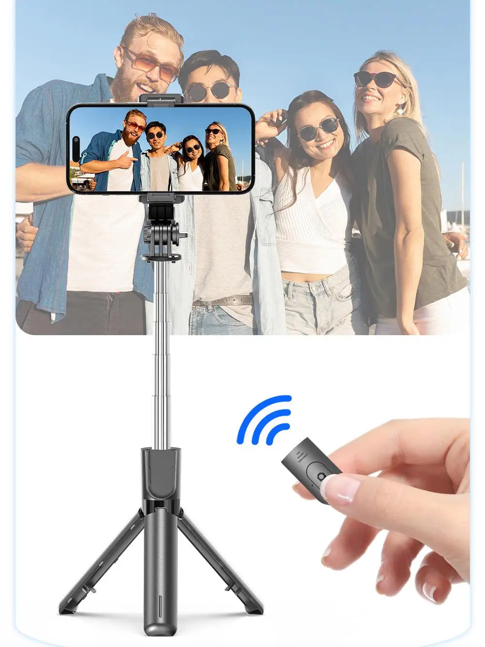 CrownQu Wireless Selfie Stick Tripod &ndash; 360 Degree Rotatable With Detachable Remote