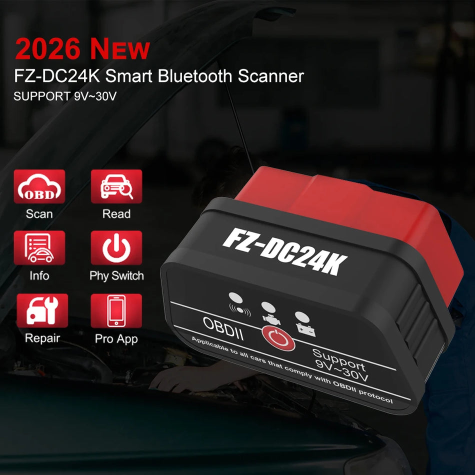 ELM327 „Bluetooth“ OBD2 skaitytuvas automobiliams, nuskaitykite ir ištrinkite gedimų kodus