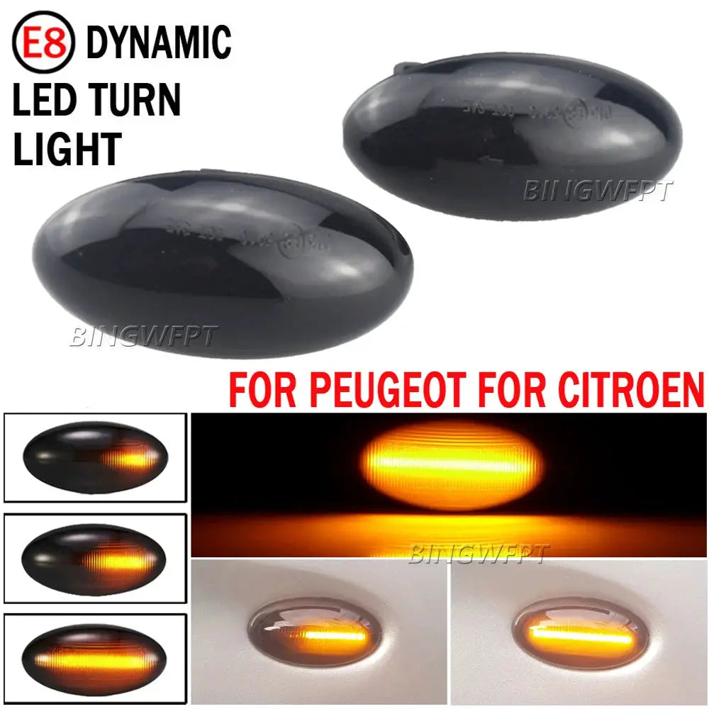 2PCS Dynamic Side Marker Flowing Turn Signal Light LED sequential blinker for Peugeot 307 206 207 407 107 for Citroen C1 C2 C3 by InterCyprus Trading Ltd