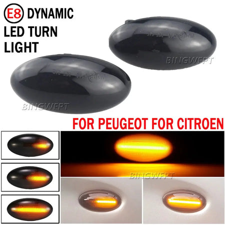 2PCS Dynamic Side Marker Flowing Turn Signal Light LED sequential blinker for Peugeot 307 206 207 407 107 for Citroen C1 C2 C3 by InterCyprus Trading Ltd