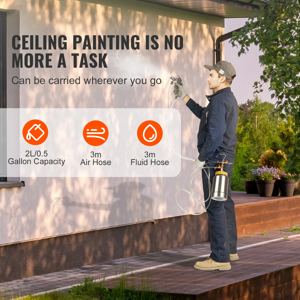 SucceBuy 2L/0.5gal Spray Paint Pressure Pot Tank &ndash; Compact