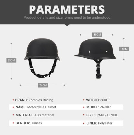 Herobiker Vintage German Half Helmet &ndash; Dot Certified