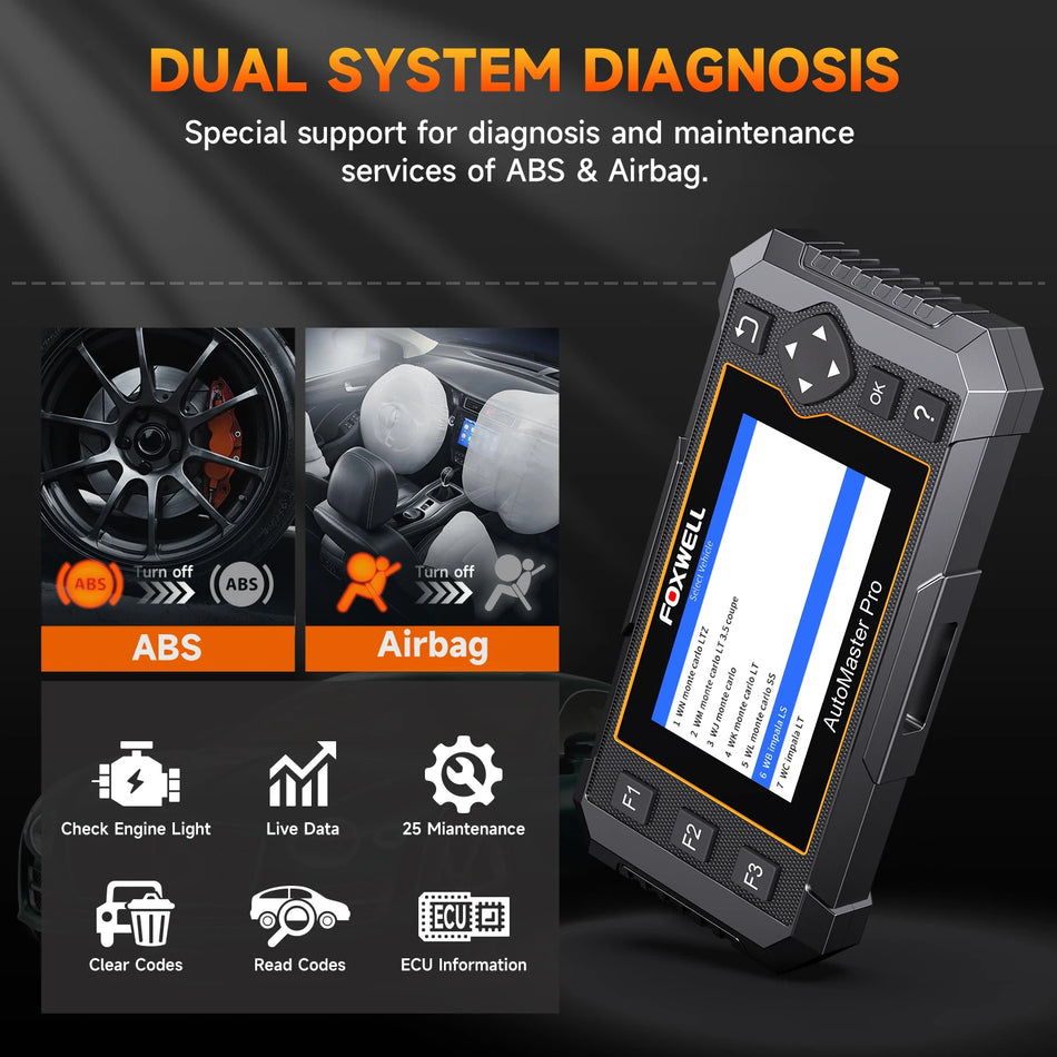 2025 FOXWELL NT650 Pro Scanner OBD2 Bidirecional Para Diagnóstico de ABS SRS de Carro Com Reset de Óleo EPB BMS 25