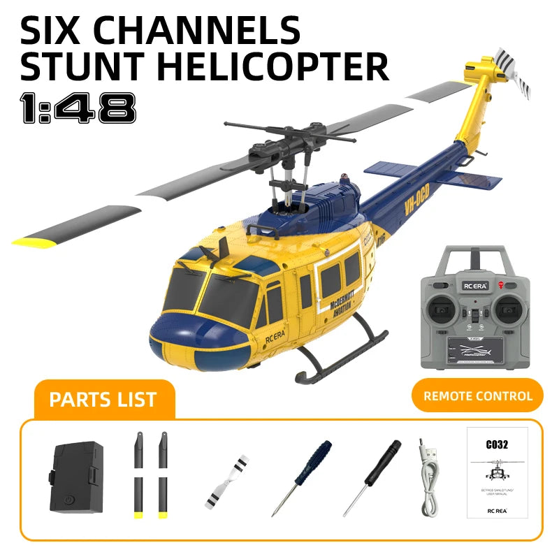 C032 UH-1 Brushless RTF RC Helicopter &ndash; Advanced 6-Axis Gyroscope Control Yellow