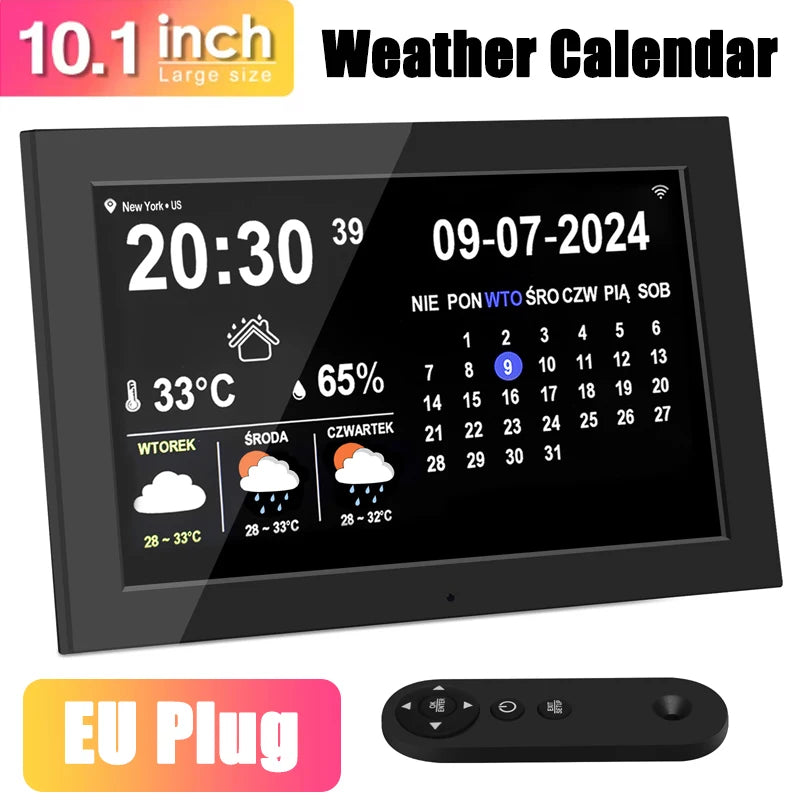 Digital Calendar Clock DC810-B &ndash; Touch Screen Display Feature Black-EU