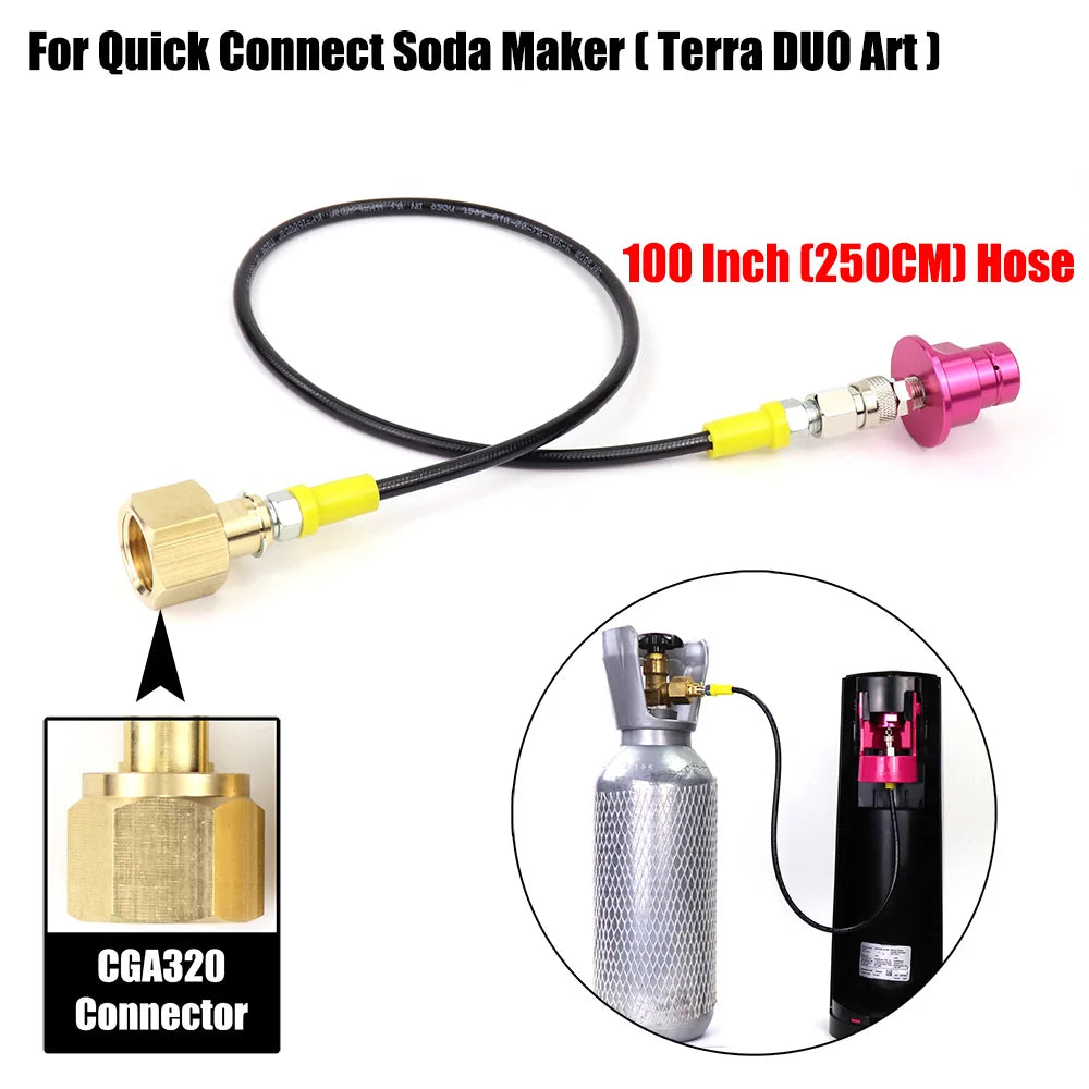 Quick Connect Soda Water Maker Terra Duo Art &ndash; Co2 Adapter CGA320  (250CM)