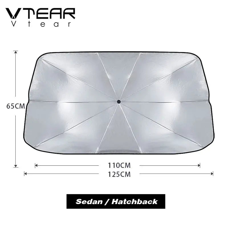 Vtear Universal Car Windshield Sun Shade Umbrella Foldable Front Window Sunshade UV Block Heat Insulation Reflective Sun Visor by InterCyprus Trading Ltd