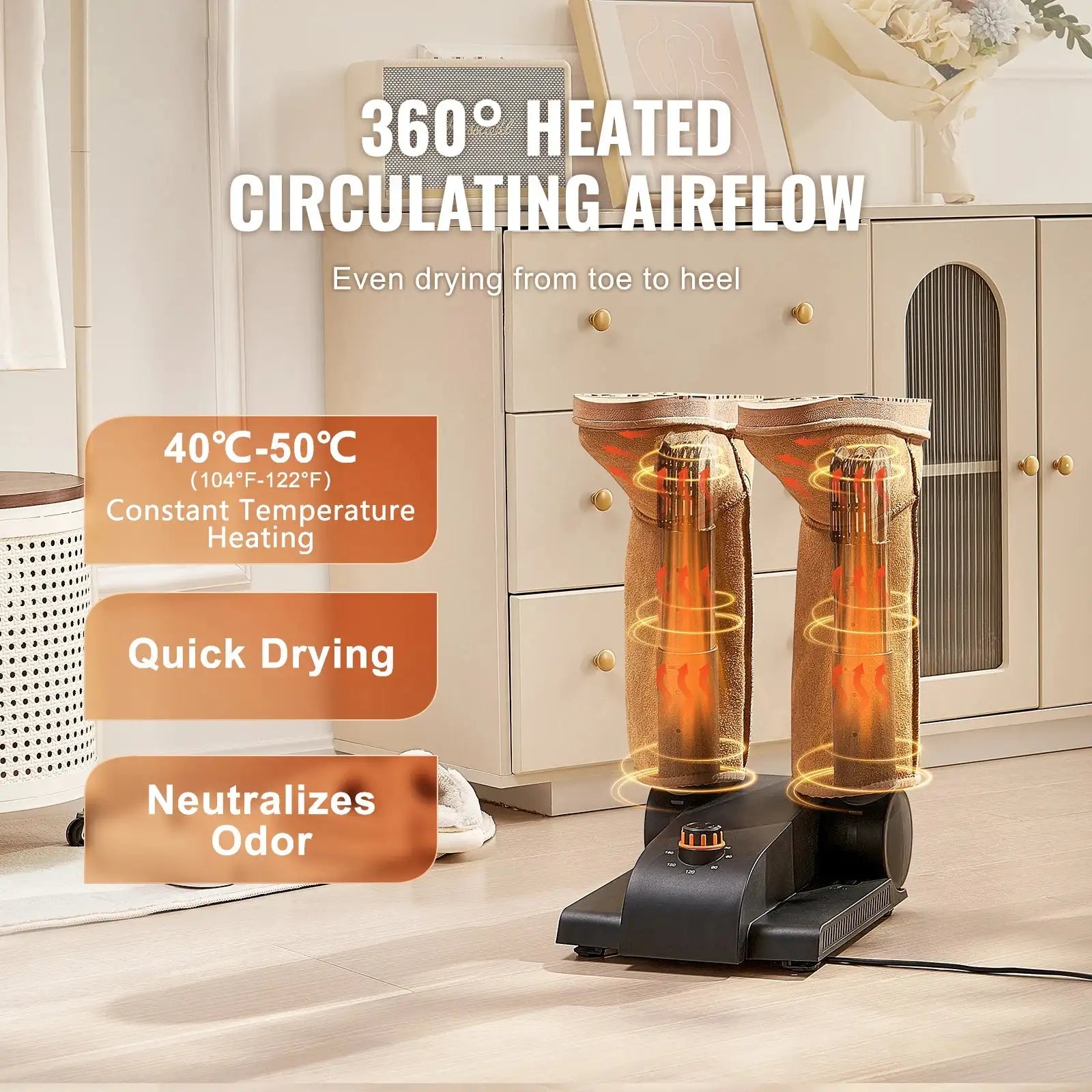 Foldable Shoe Dryer 2 Or 4 Tubes With Timer Blower