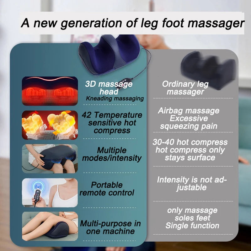 Elektrisk læg- og fodmassager med shiatsu varm kompression
