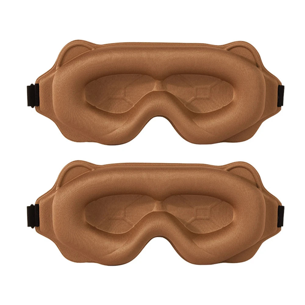 3D Sleeping Mask - Light Blocking, Soft Eye Mask for Travel &amp; Sleep 2Pcs Brown