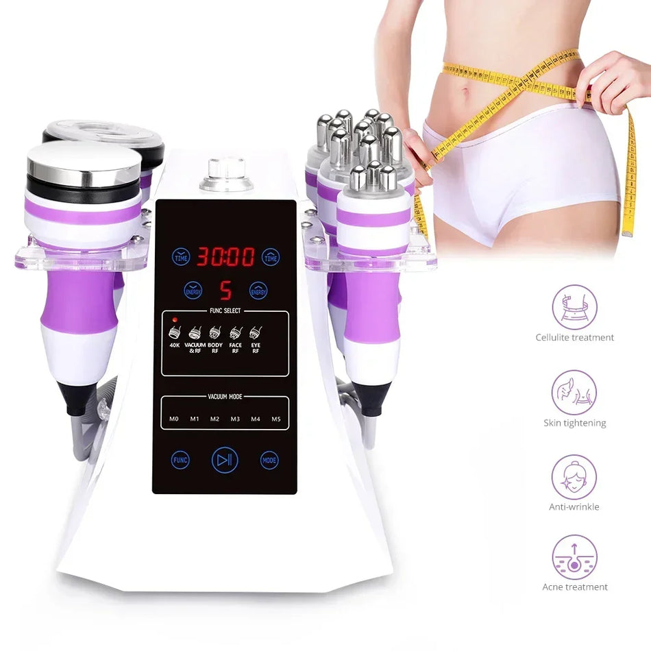 Máquina Facial a Vácuo RF de Cavitação 40K 5 em 1 para Salões