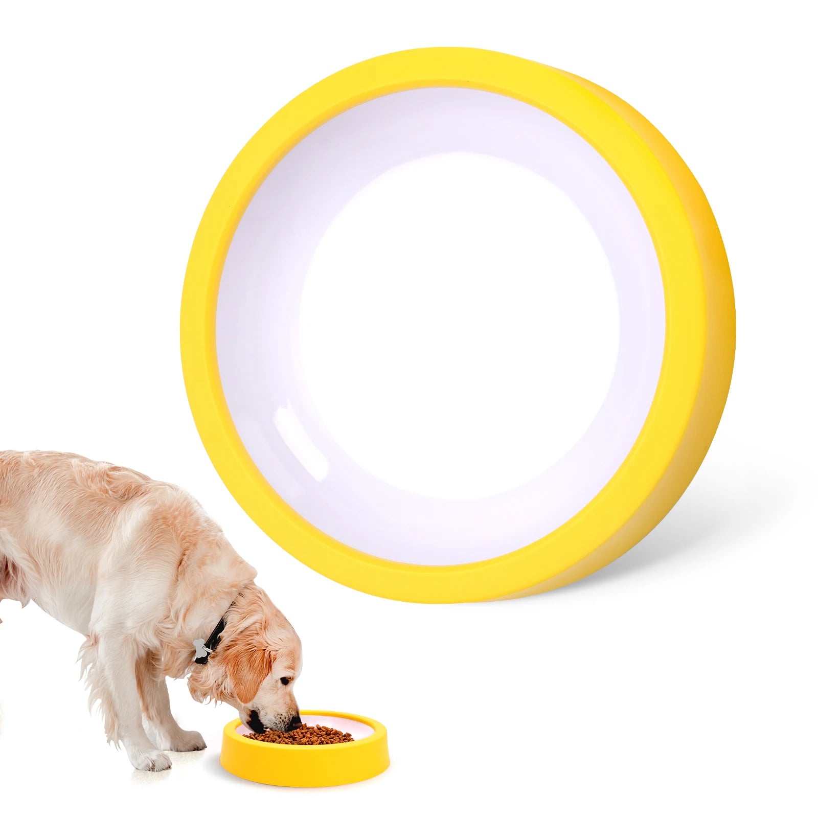 Pet Dog Slow Feeder Bowl &ndash; Anti-Gulping Design for Healthy Eating B Yellow