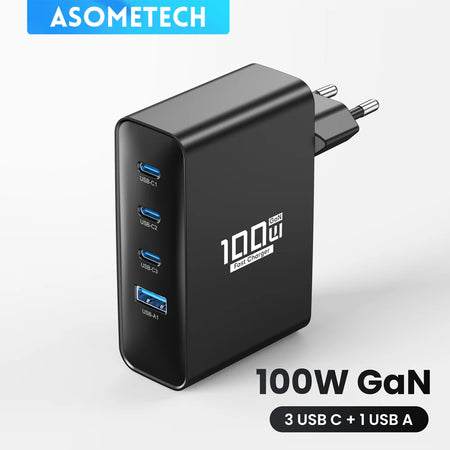 ASOMETECH 100W GaN USB C Charger &ndash; 4 in 1 Fast Charging US Plug