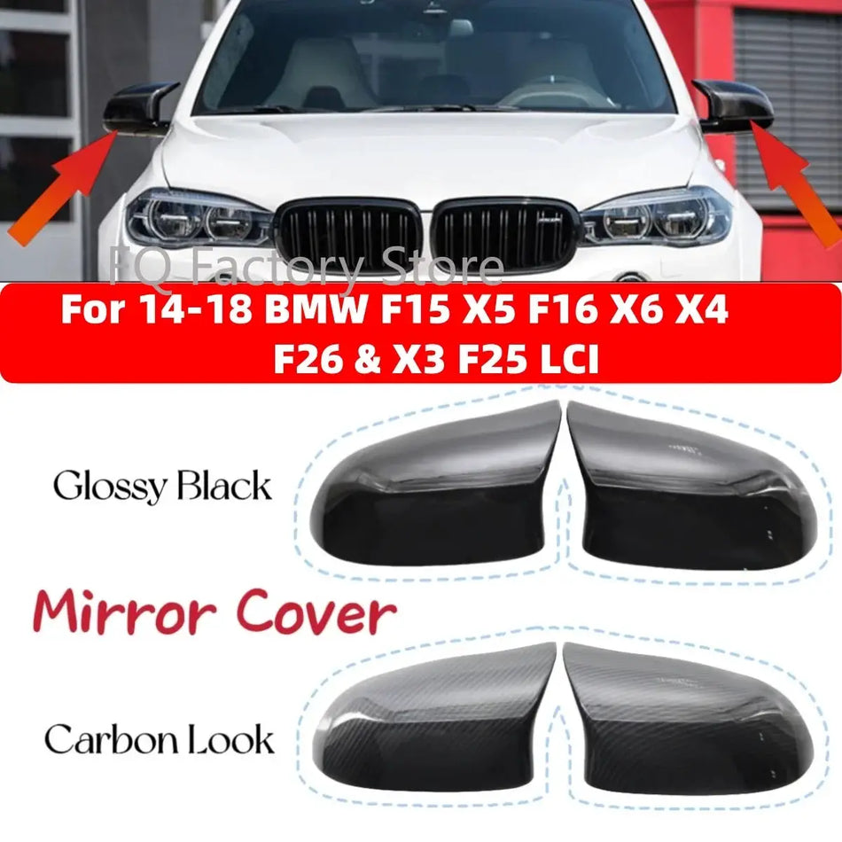Pair ABS Plastic Outer Mirror Caps For BMW X5 F15 X6 F16 2014-2018 by InterCyprus Trading Ltd