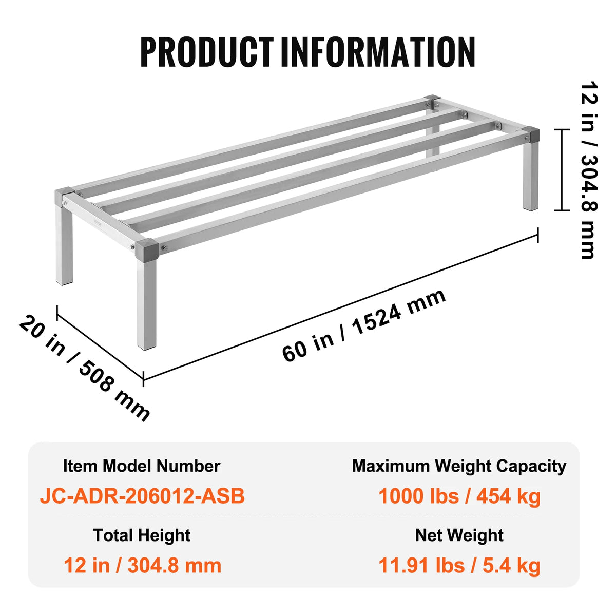 SucceBuy 1000LBS Aluminum Dunnage Rack &ndash; Off Floor Storage