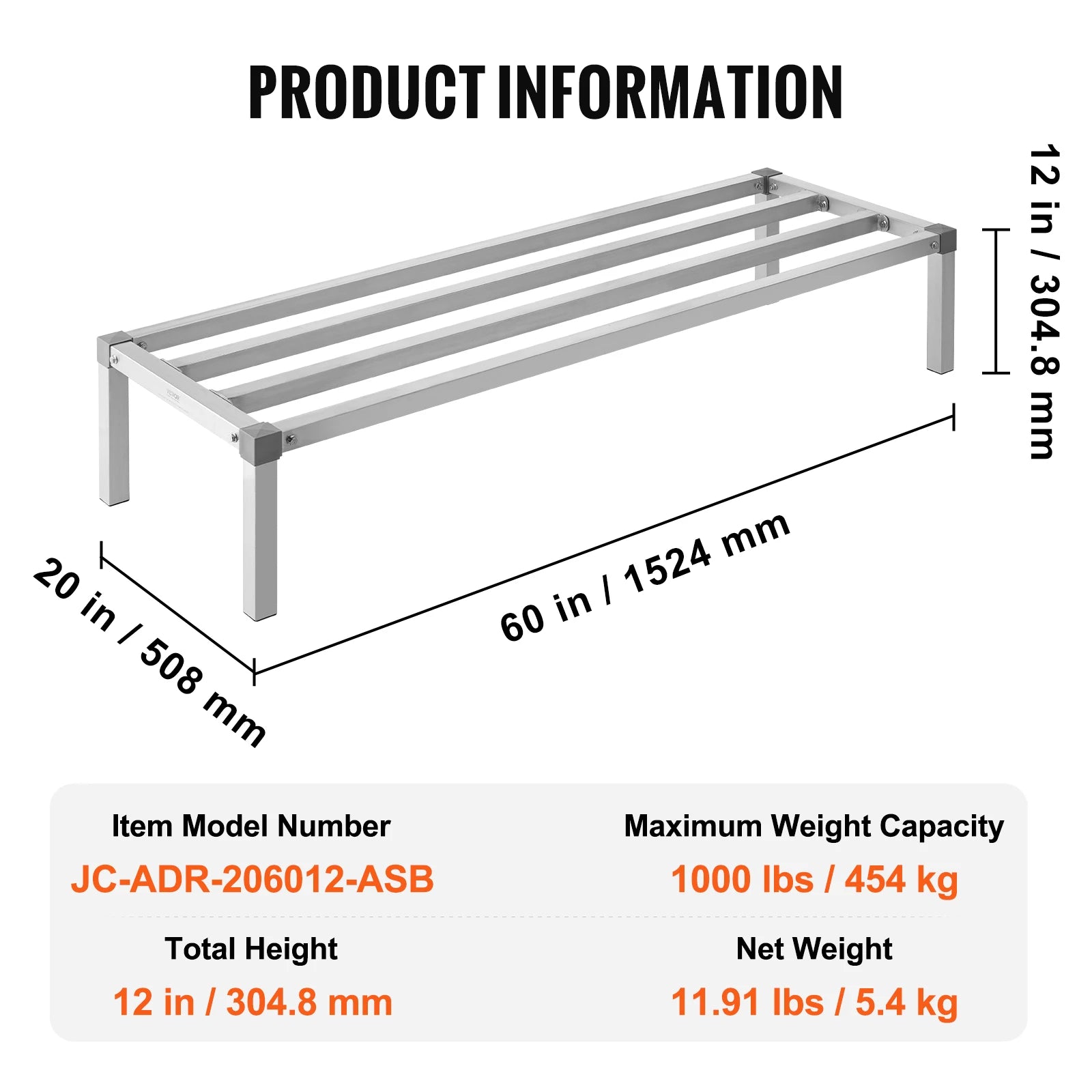 SucceBuy 1000LBS Aluminum Dunnage Rack &ndash; Off Floor Storage