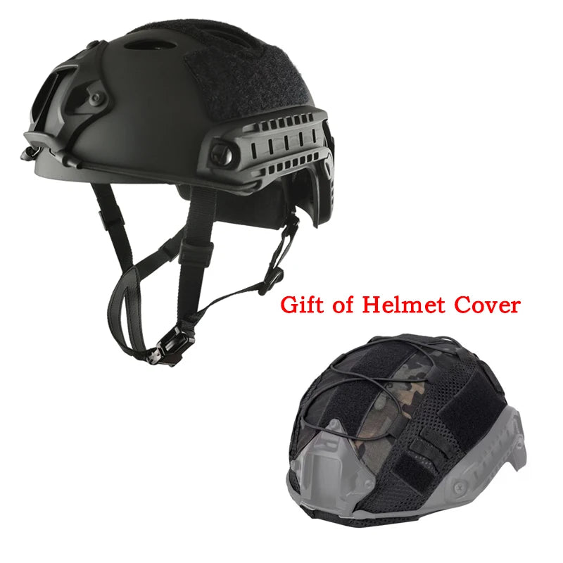 FAST Tactical Riot Helmet &ndash; Thickened ABS Protective Shell Black circular hole