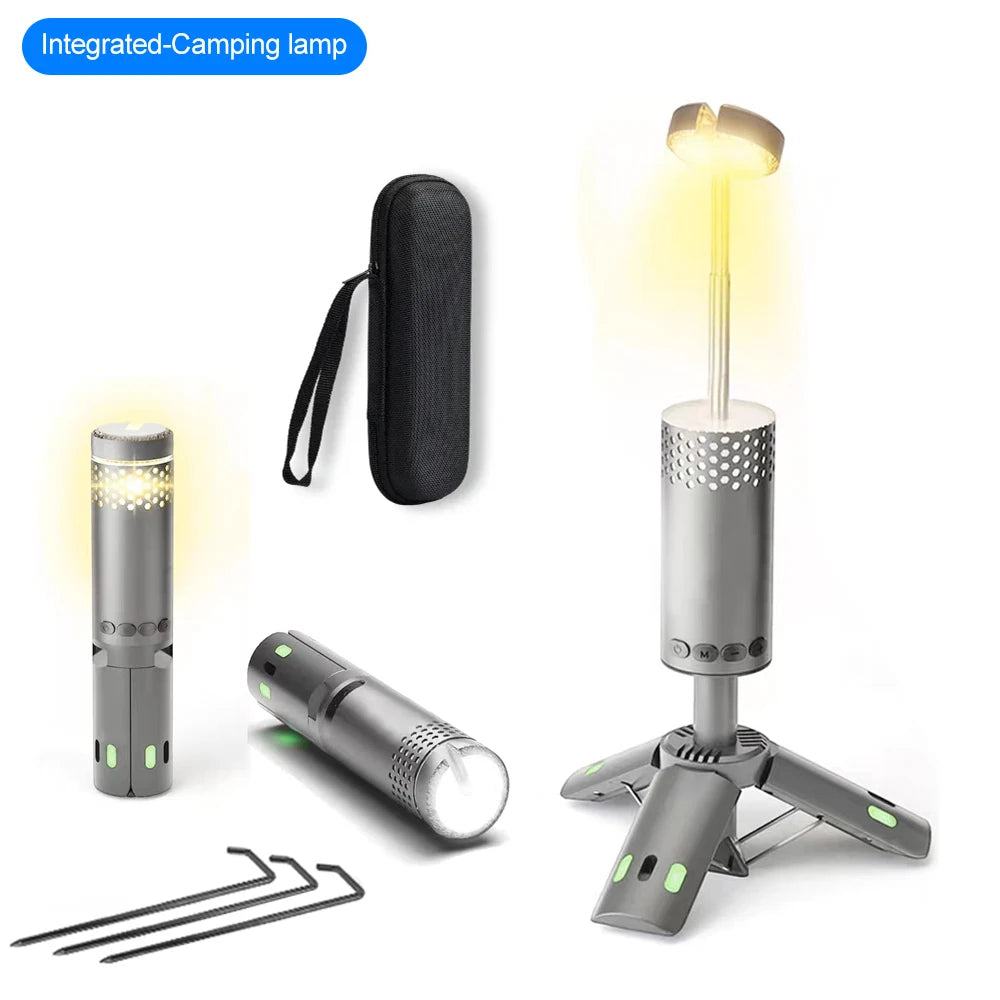 Upgraded Camping LED Telescopic Flashlight &ndash; Versatile Portable Lantern 10000Mah Sliver