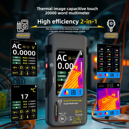 Advanced BSIDE SH7 Digital Multimeter &amp; Thermal Imaging Camera with Macro Lens for Electrical Diagnostics
