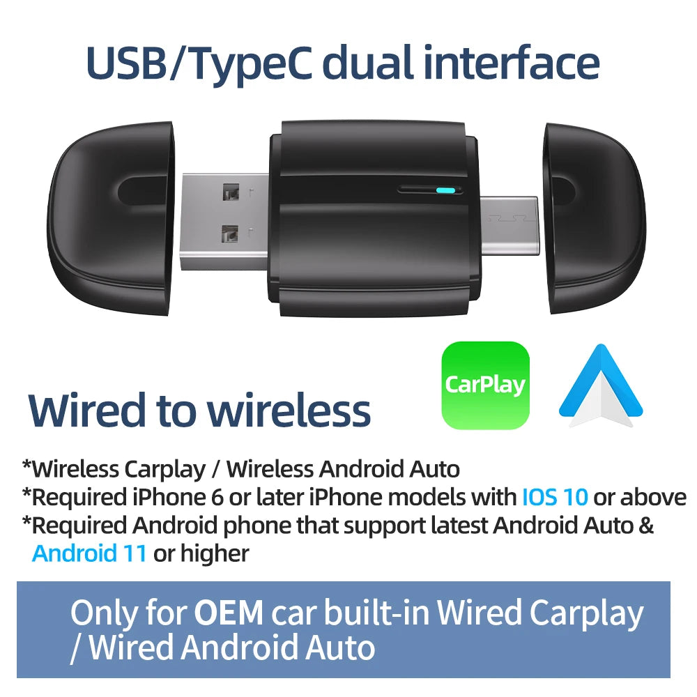 2in1 Wireless CarPlay Dongle &ndash; Wired To Wireless Conversion CP203