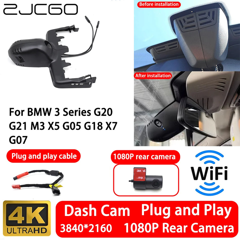 Câmara Dash para BMW G20 G21 Série 3 Gravação Frontal e Traseira 4K com WiFi Integrado e Plug And Play