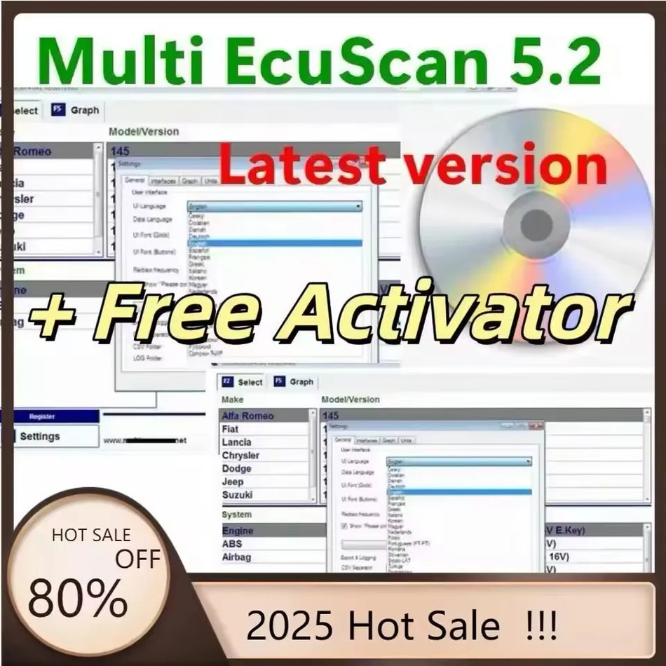 MultiECUScan V5.2 Сканер Fiat для диагностического инструмента ELM327 OBDII