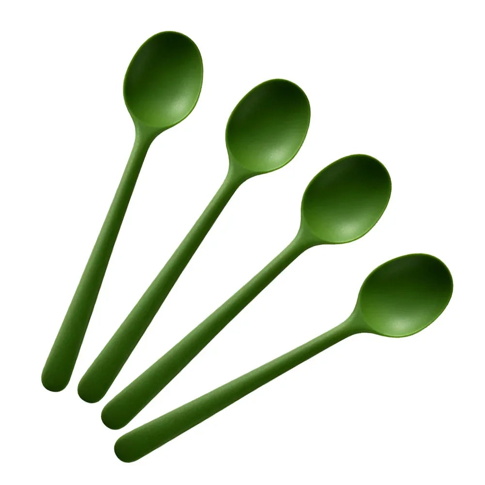 4Pcs Silicone Spoon Set &ndash; Portable Non-Slip Design Green