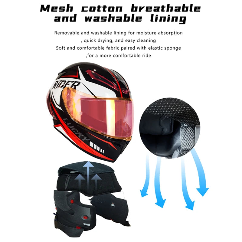 LVCOOL Vintage Dual Visor Full Face Motorcycle Helmet - DOT Certified Safety Gear