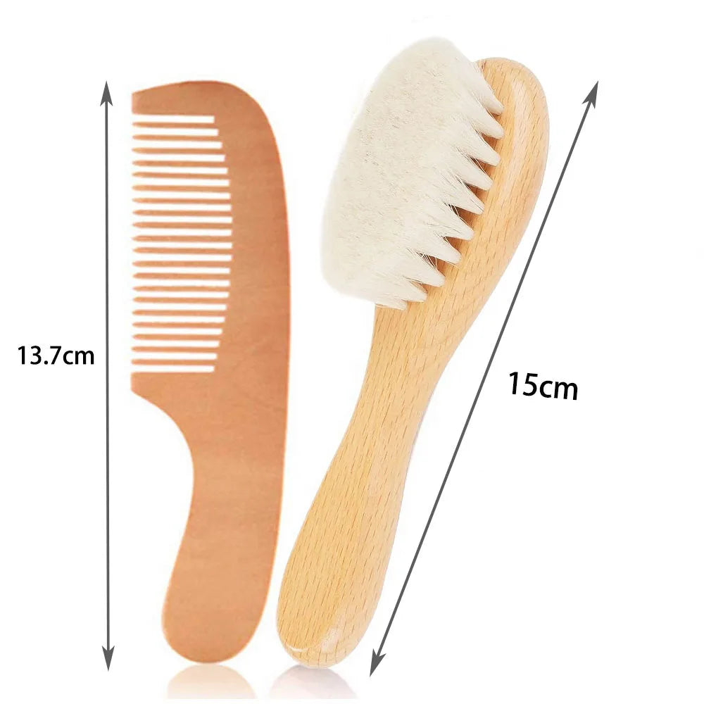 Gentle Wool Comb Set for Babies - Soft Scalp Massage &amp; Hair Care 2Pcs Mix