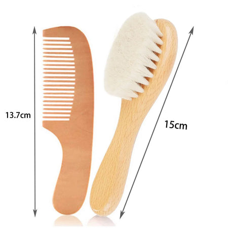 Gentle Wool Comb Set for Babies - Soft Scalp Massage &amp; Hair Care 2Pcs Mix