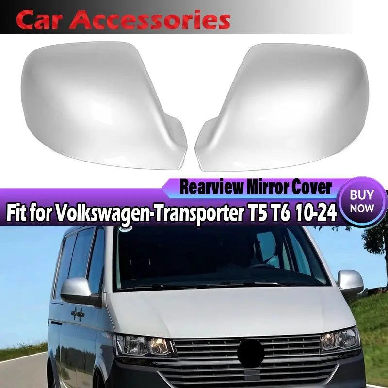 Rearview Mirror Cap Covers Silver ABS for VW Transporter T5 T6 by InterCyprus Trading Ltd