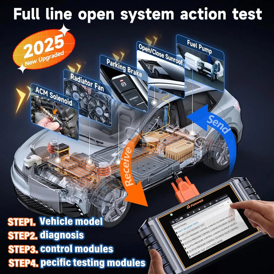 FOXWELL NT726 Scanner OBD2 Bidirezionale per Tutti i Sistemi Strumento Diagnostico Auto con Schermo Touch da 5.5 Pollici e Aggiornamenti a Vita