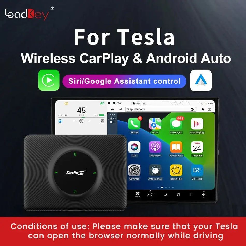 CarlinKit Wireless CarPlay Android Auto For Tesla Siri Waze