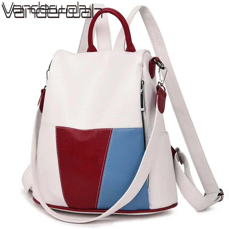 Αντι-κλοπής Γυναικείο Δερμάτινο Σακίδιο Πλάτης με Άνεση Μαλακής Πλάτης, 20-35L Τσάντα Ταξιδιού και Σχολείου από Δέρμα Προβάτου