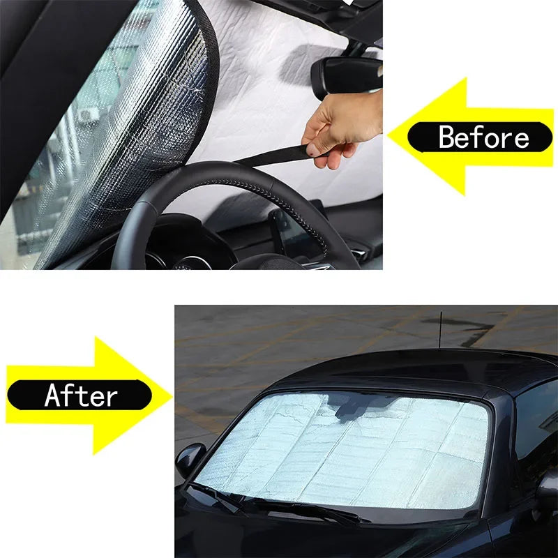 Mazda MX-5 ND 2016-2025 Tuulilasin Aurinkosuojus Alumiinifoliosta, Heijastaa Auringonvaloa, Pitää Sisätilat Viileämpinä