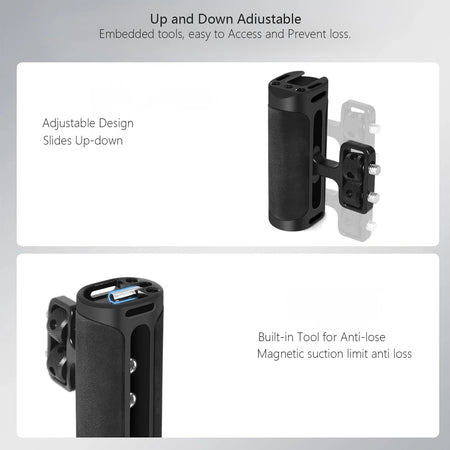Probty Mini Side Handle Handgrip for DSLR Camera Cage with Cold Shoe Interface